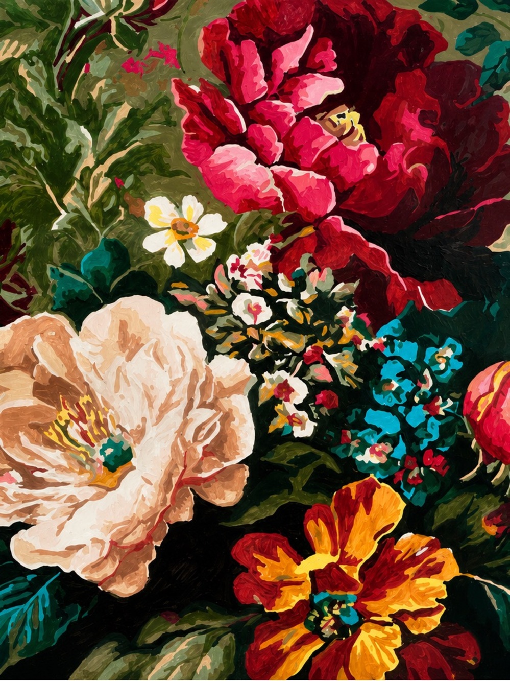 Vibrant Floral Canvas Print - Rich Blooms original painting by Brittony Martin